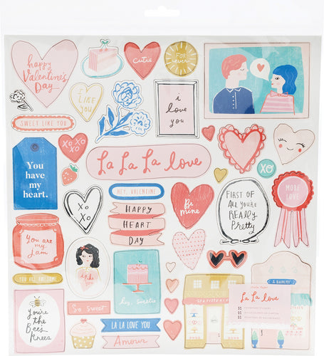 La La Love Chipboard Stickers 51/Pkg