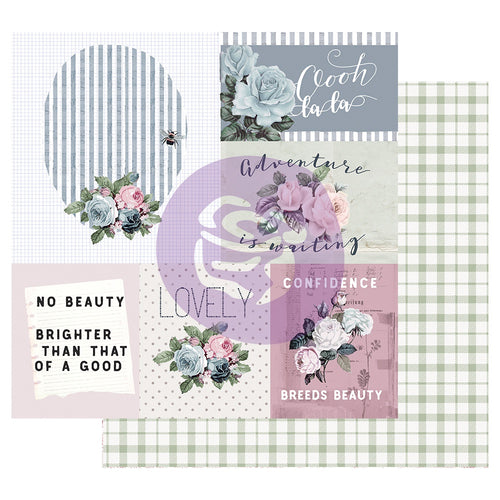 Prima Marketing Poetic Rose Foiled Dbl-Sided Cardstock 12"X1