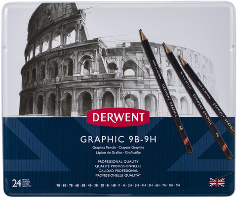 Derwent Graphite Pencils W/Tin 24/Pkg