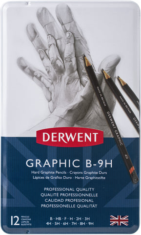 Derwent Hard Graphite Pencils W/Tin 12/Pkg