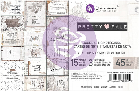 Prima Marketing Pretty Pale Journaling Cards Pad 4"X6" 45/Pk