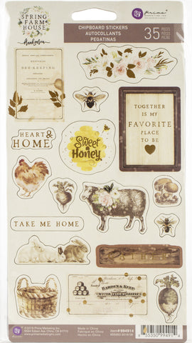 Prima Marketing Spring Farmhouse Chipboard Stickers 35/Pkg