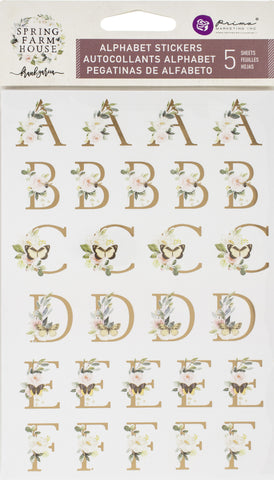 Prima Marketing Spring Farmhouse Alphabet Stickers 5/Sheets