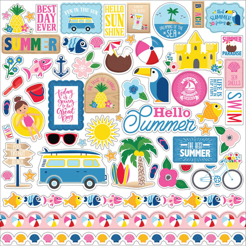 I Love Summer Cardstock Stickers 12"X12"