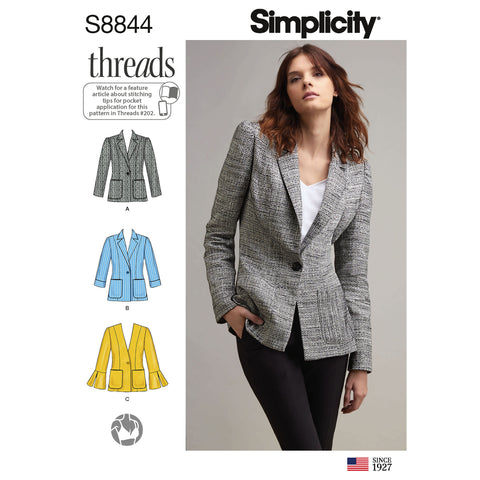 Simplicity Threads Magazine Misses & Petite Unlined Blazer