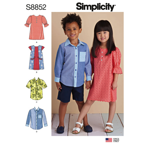 Simplicity Girls Dresses & Boys Shirt With Variations