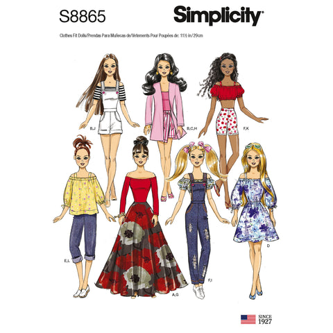 Simplicity 11.5" Fashion Doll Clothes