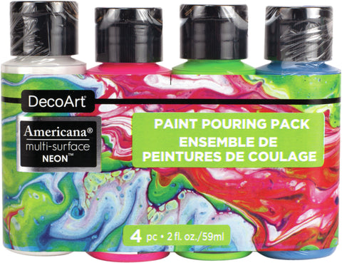 Americana Multi-Surface Neon Paint Pouring Pack 4/Pkg