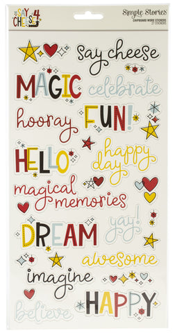 Say Cheese 4 Chipboard Word Stickers 6"X12"