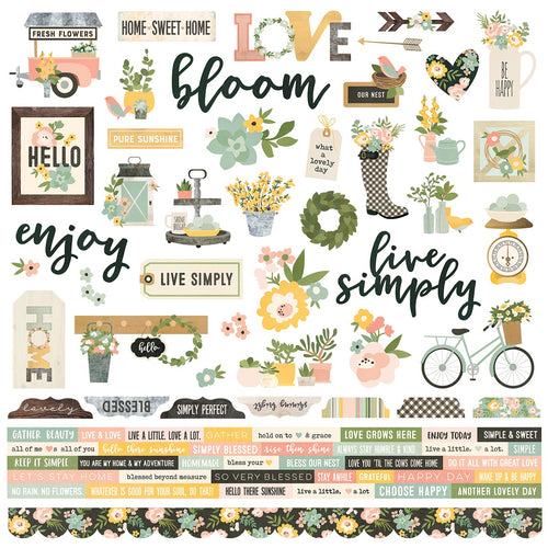 Spring Farmhouse Cardstock Stickers 12"X12"