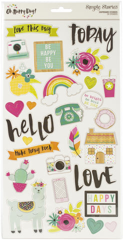 Oh Happy Day Chipboard Stickers 6"X12"