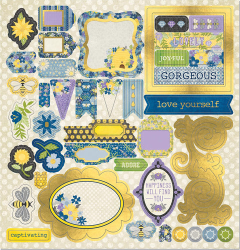 Bee-Utiful You Chipboard Stickers 12&quot;X12&quot;