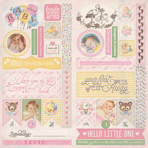 Swaddle Girl Double-Sided Cardstock Die-Cut Sheet 12"X12"
