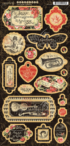 Love Notes Chipboard Die-Cuts 6"X12" Sheet