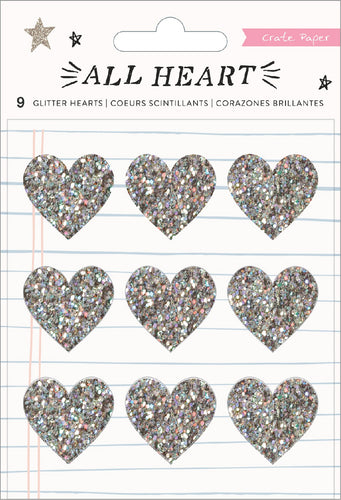 All Heart Acrylic Stickers 9/Pkg