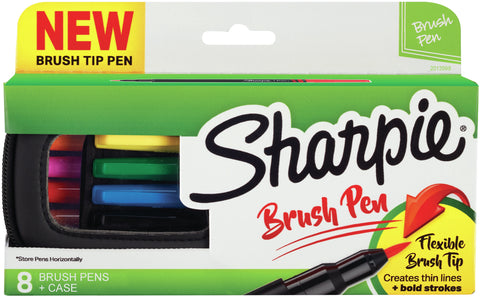 Sharpie Brush Tip Permanent Markers W/Softcase 8/Pkg