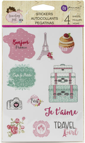 Julie Nutting Traveling Girl Cardstock Stickers 5"X7" 4/Pkg