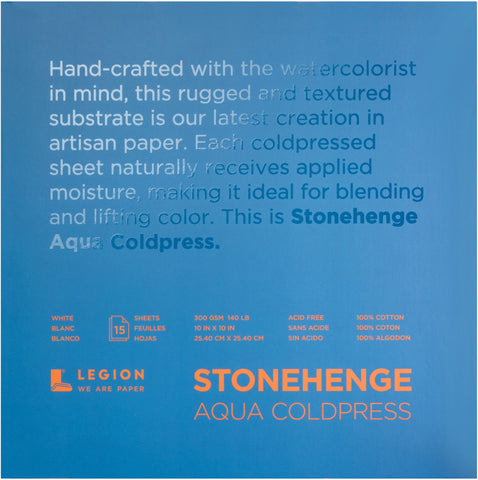 Stonehenge Aqua Block Coldpress Pad 10"X10" 15 Sheets/Pkg