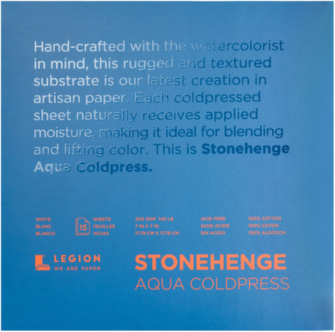 Stonehenge Aqua Block Coldpress Pad 7"X7" 15 Sheets/Pkg