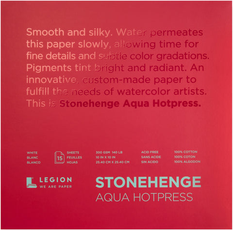 Stonehenge Aqua Block Hotpress Pad 10"X10" 15 Sheets/Pkg