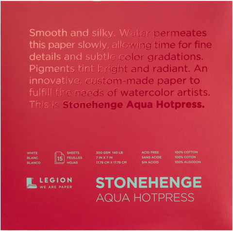 Stonehenge Aqua Block Hotpress Pad 7"X7" 15 Sheets/Pkg