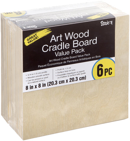 Studio 71 Art Wood Cradle Board Value Pack 8"X8" 6/Pkg