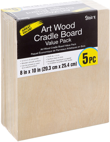 Studio 71 Art Wood Cradle Board Value Pack 8"X10" 5/Pkg