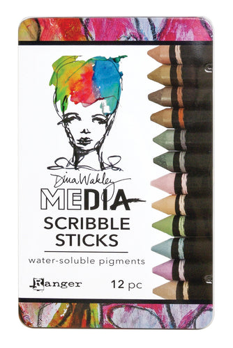 Dina Wakley Media Scribble Sticks 3 12/Pkg