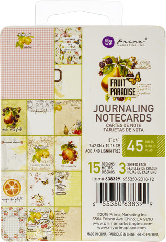 Prima Marketing Fruit Paradise Journaling Card 3"X4" 45/Pkg
