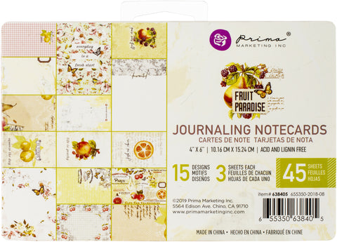 Prima Marketing Fruit Paradise Journaling Card 4"X6" 45/Pkg