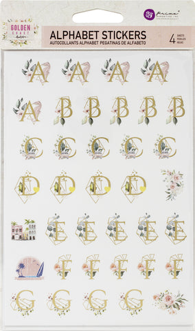 Prima Marketing Golden Coast Alphabet Stickers 5/Sheets