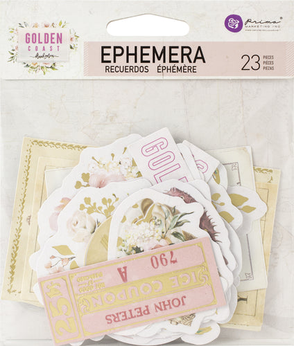 Prima Marketing Golden Coast Cardstock Ephemera 23/Pkg