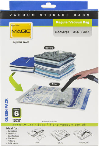 Egemen Magic Saver Vacuum Bag Set Of 6 Queen Pack