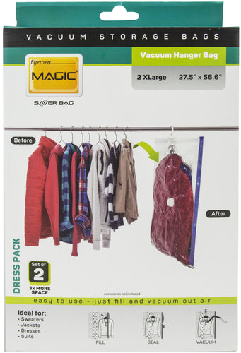 Egemen Magic Saver Vacuum Hanger Bag Set Of 2 Dress Pack