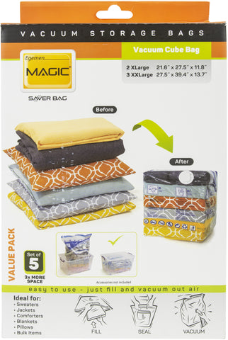 Egemen Magic Saver Vacuum Cube Bag Set Of 5 Value Pack