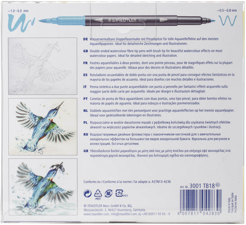 Marsgraphic Duo Double Ended Watercolor Brush Markers 18/Pkg