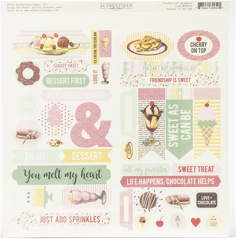 Confection Double-Sided Cardstock Die-Cut Sheet 12"X12"