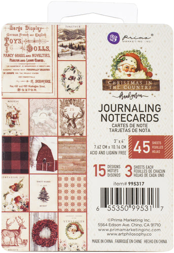 Christmas In The Country Journaling Cards 3&quot;X4&quot; 45/Pkg