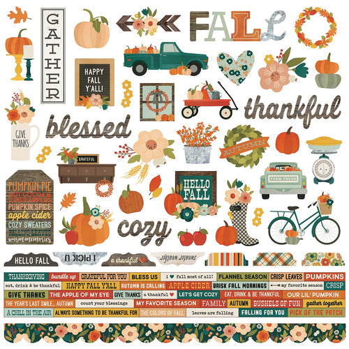 Fall Farmhouse Cardstock Stickers 12"X12"