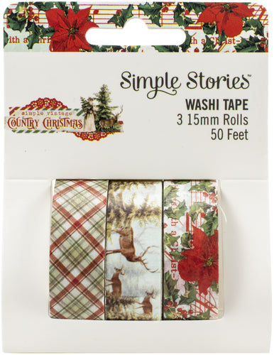 Simple Stories Country Christmas Washi Tape 3/Pkg