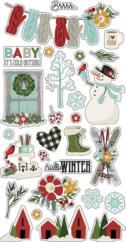 Winter Farmhouse Chipboard Stickers 6"X12"