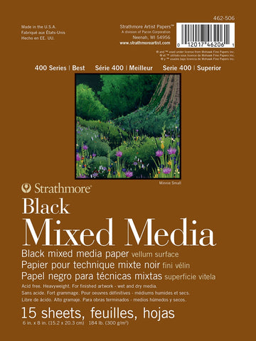 Strathmore 400 Series Mixed Media Pad - Black 6"X8"