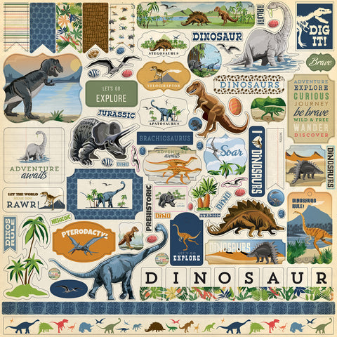Dinosaurs Cardstock Stickers 12"X12"