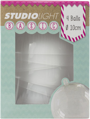 Studio Light Plastic Ball Ornament 10cm 4/Pkg