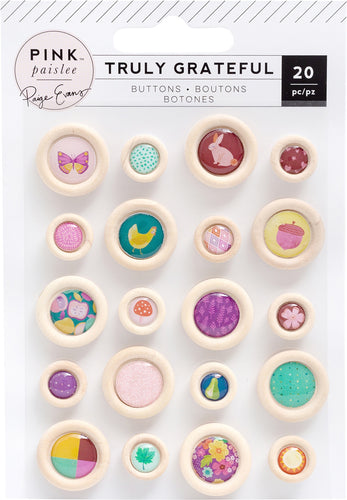 Paige Evans Truly Grateful Epoxy Veneer Buttons 20/Pkg