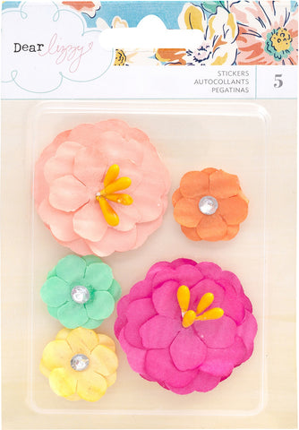 Dear Lizzy She's Magic Dimensional Paper Flowers 5/Pkg