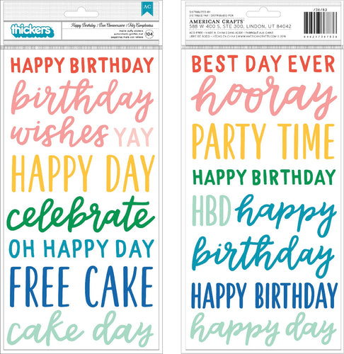 Happy Cake Day Thickers Stickers 5.5"X11" 104/Pkg