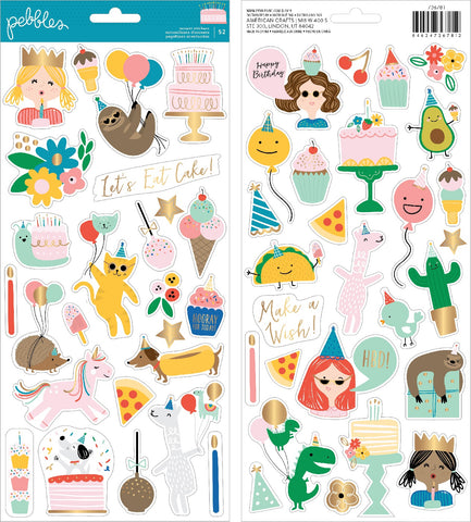 Happy Cake Day Cardstock Stickers 6"X12" 52/Pkg