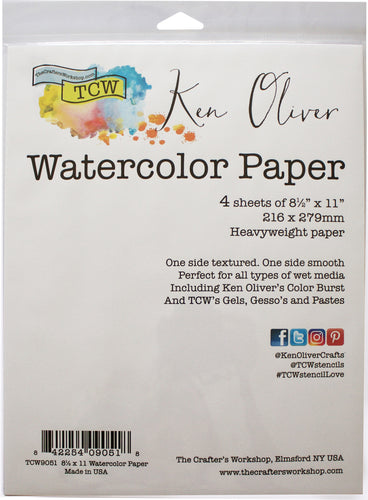 Ken Oliver Watercolor Paer Pack 8.5"X11" 4/Pkg