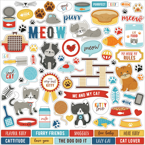 I Love My Cat Cardstock Stickers 12"X12"